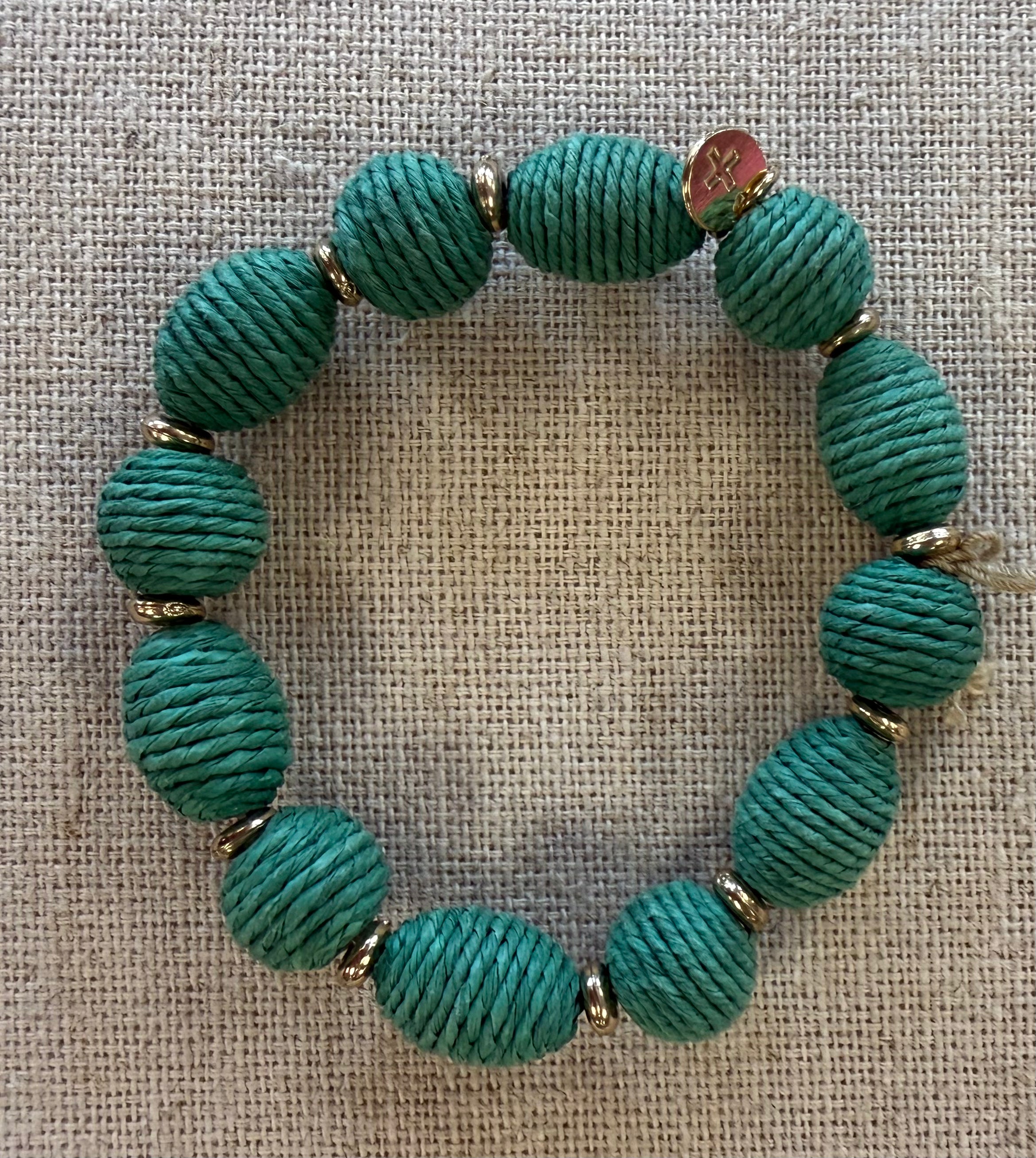 Ink + Alloy Emerald Raffia Bracelet