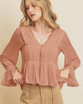 Dress Forum Dried Rose Button Front Blouse