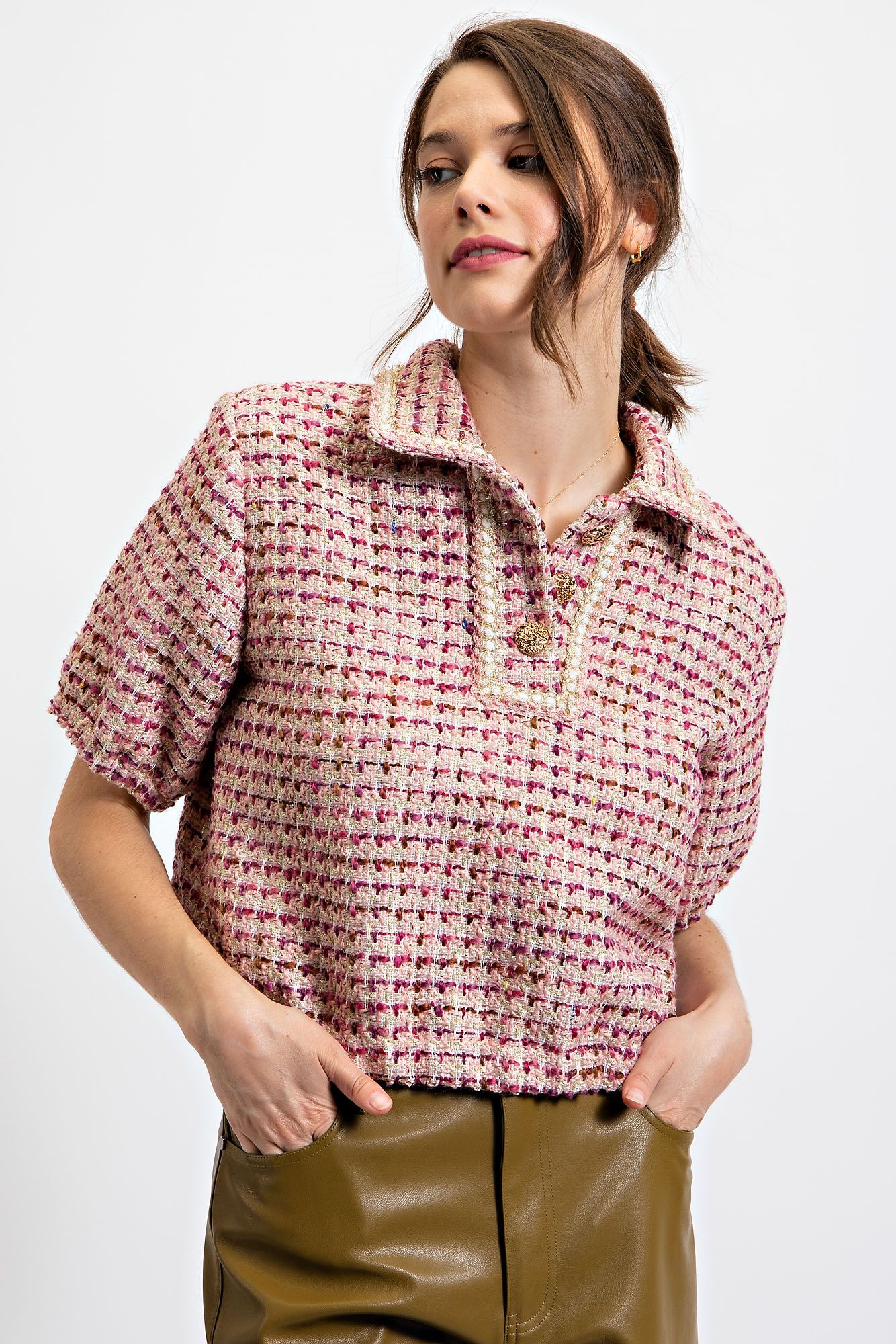 Easel Mulberry Twill Blouse