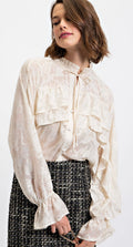 Easel Pearl Button Front Blouse