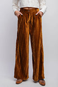 Easel Royal Gold Velvet Wide Leg Pants