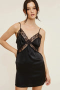 Mimosa Carrie Black Satin Slip Dress