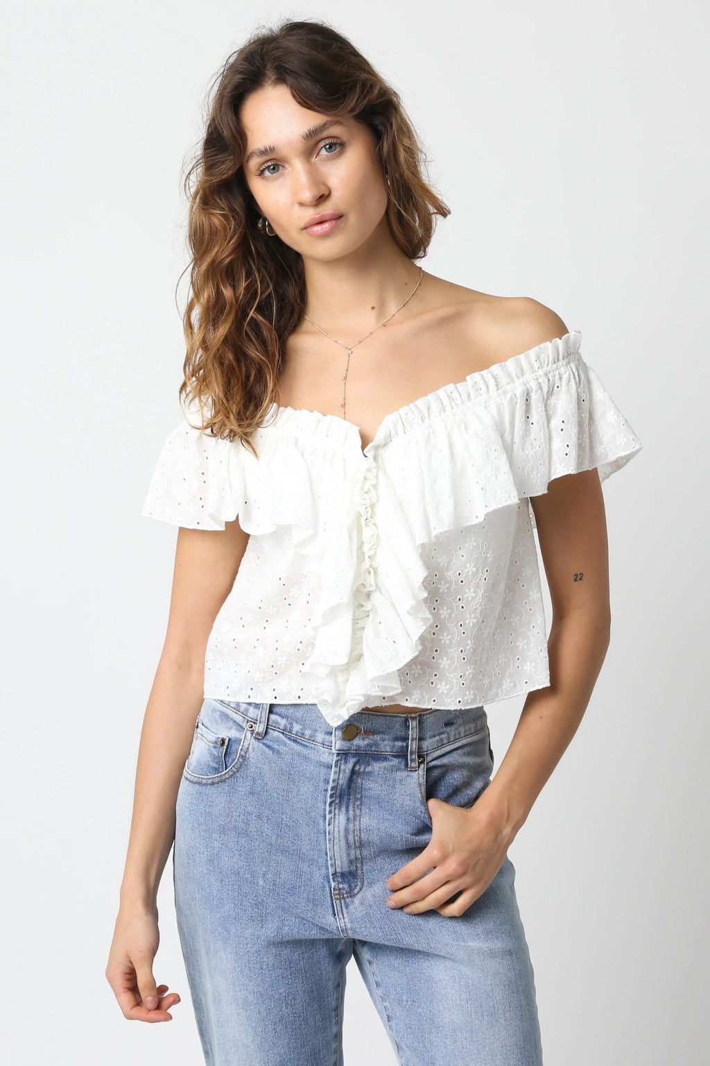 Olivaceous Julienne Lace Top