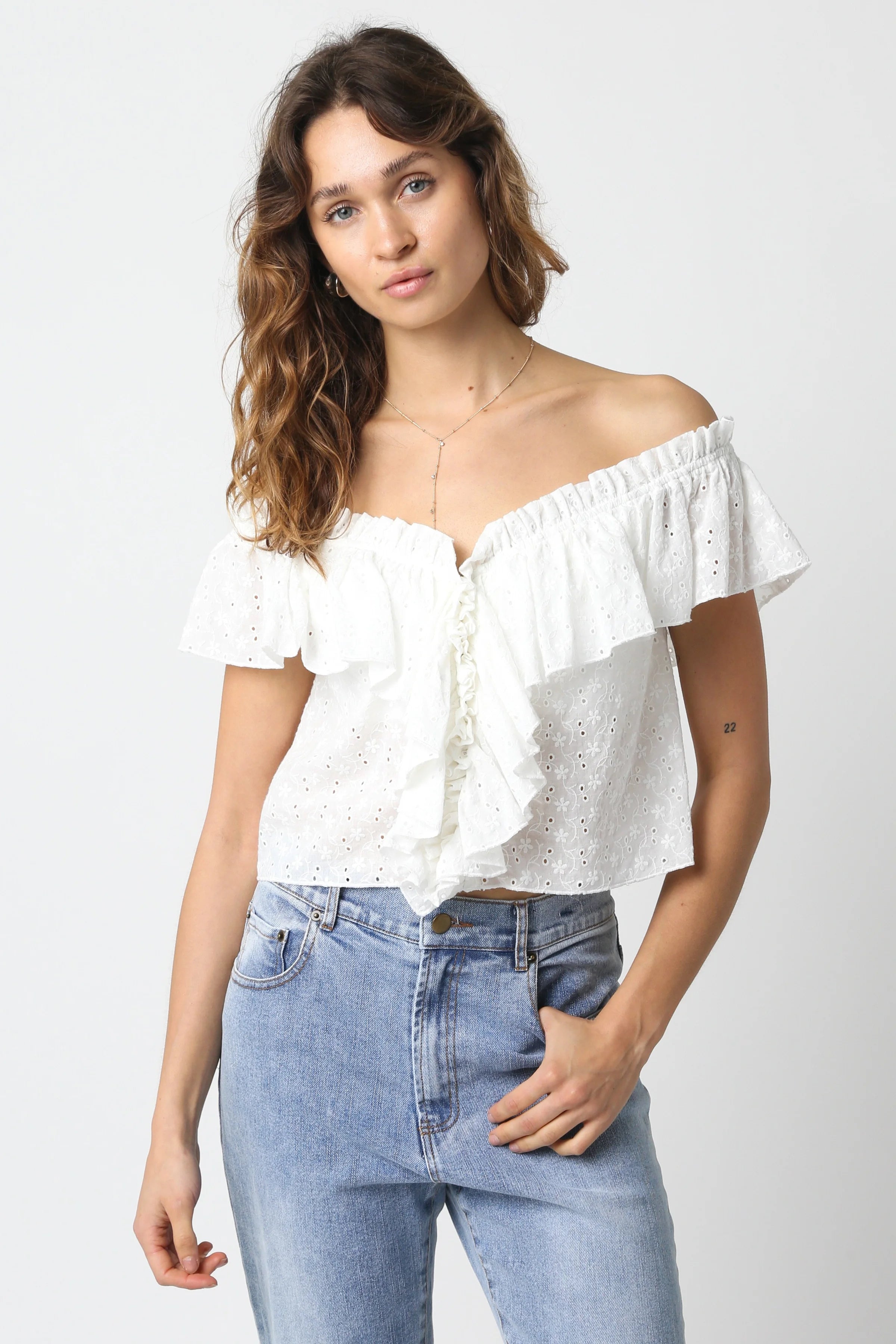 Olivaceous Julienne Lace Top