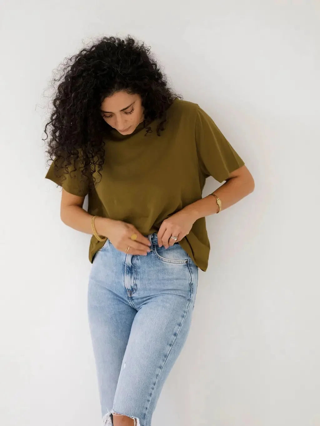 Polished Mom Crop Olive