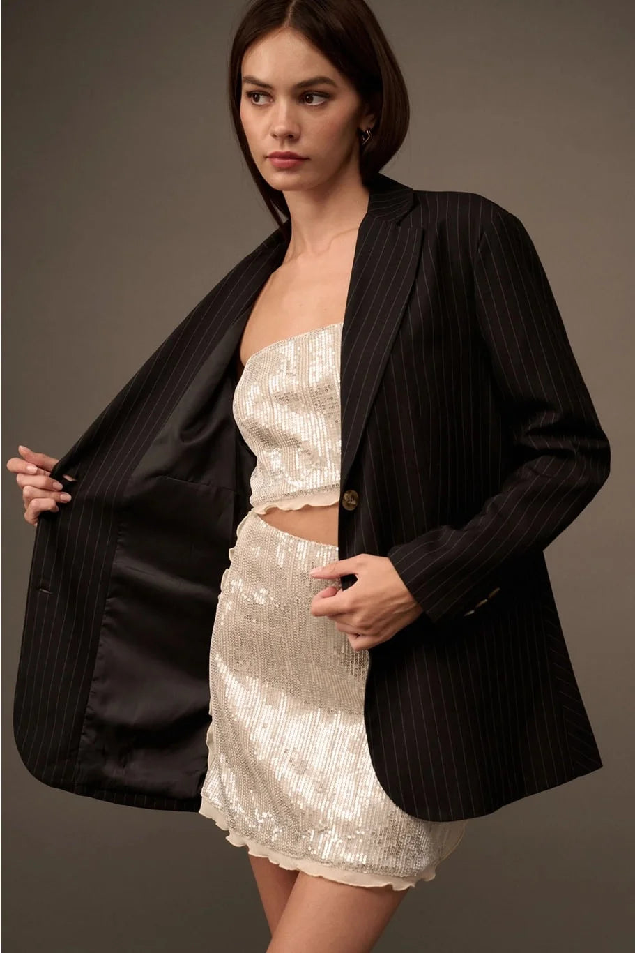 Renee Pinstripe Oversized Blazer