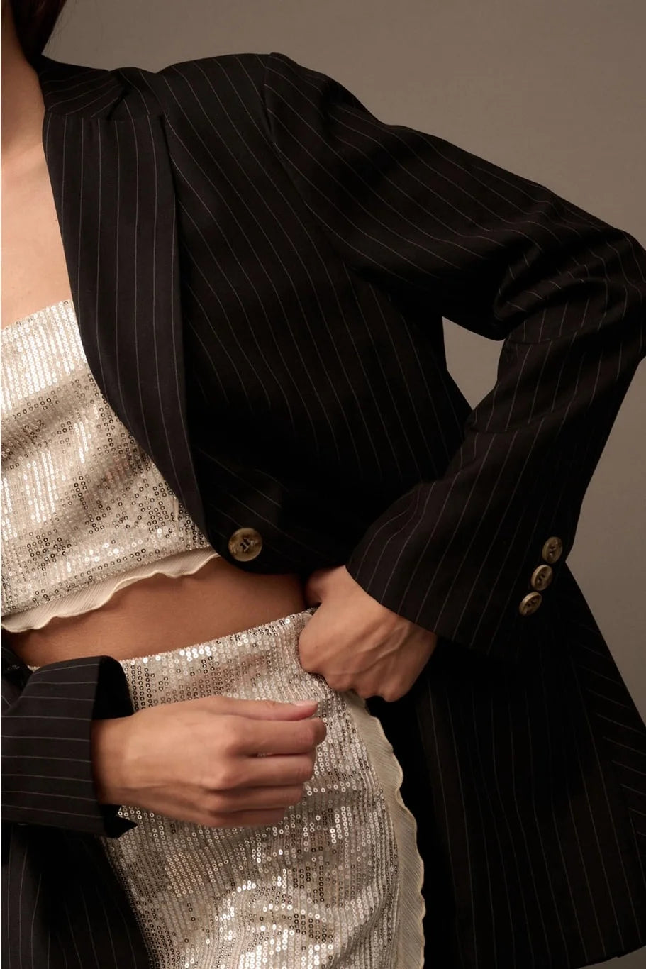 Renee Pinstripe Oversized Blazer