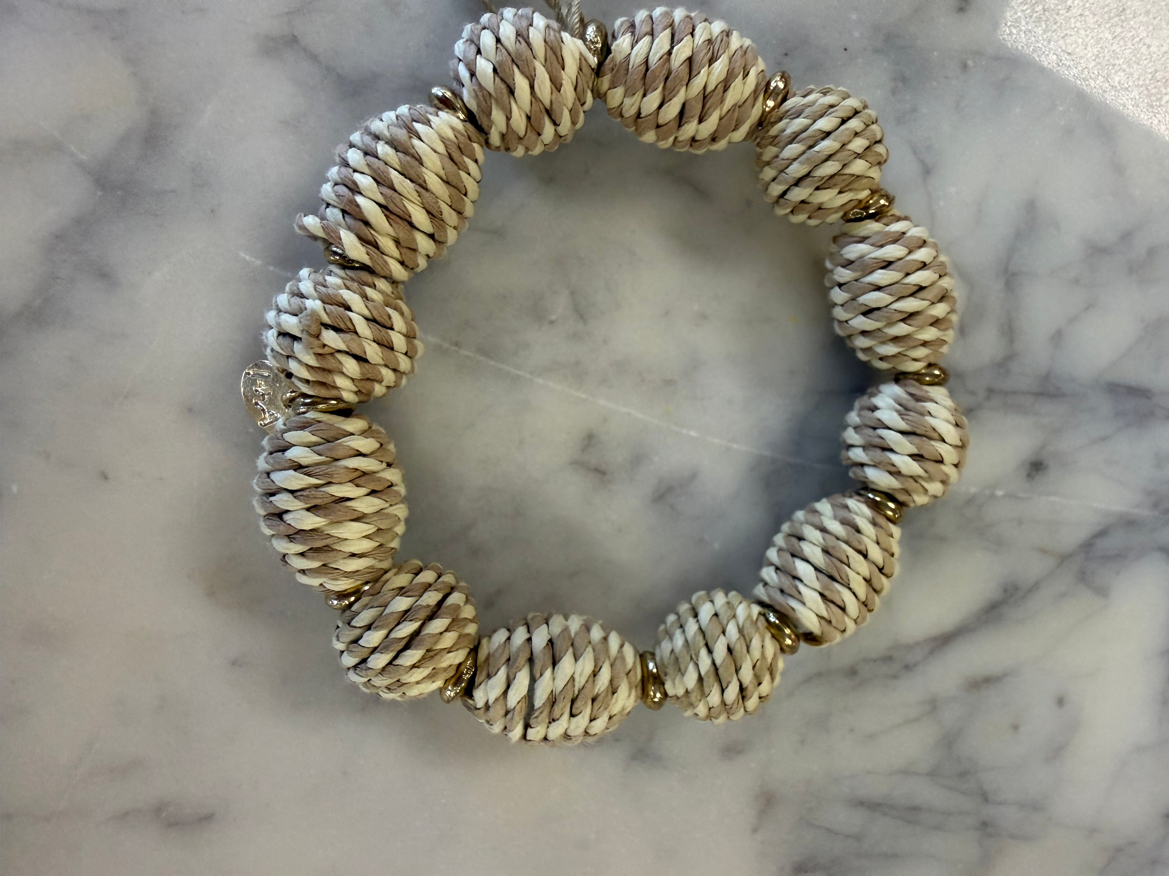 Ink + Alloy Stripe Raffia Bracelet