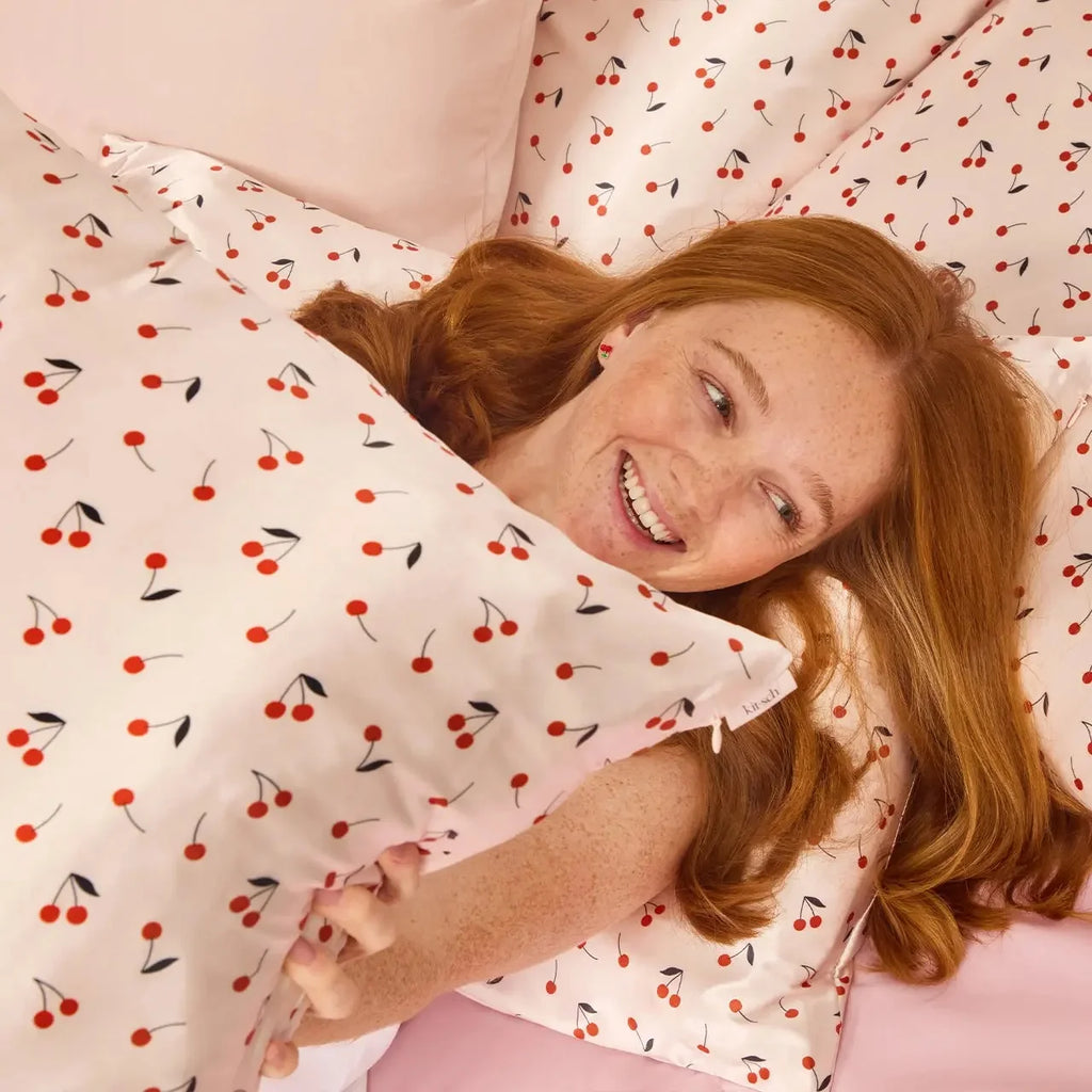 Kitsch Cherry Print Satin Pillow Case