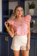 Buddy Love Kaycee Organza Ruffle Salmon