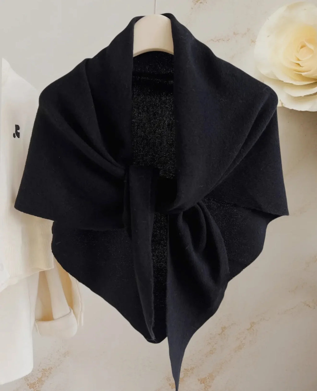 Leah Black Cashmere Blend Triangle Shawl