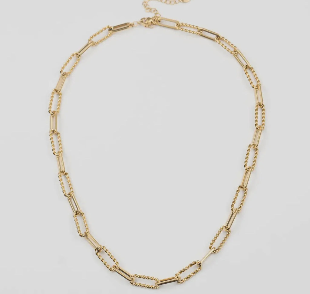Brenda Grands Waterproof Gold Twisted Links Necklace