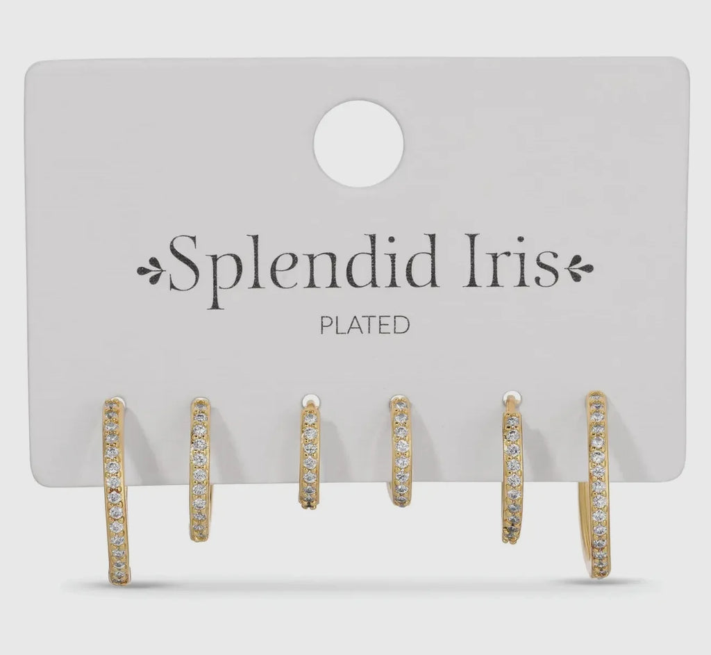 Splendid Iris Gold Pave Huggies