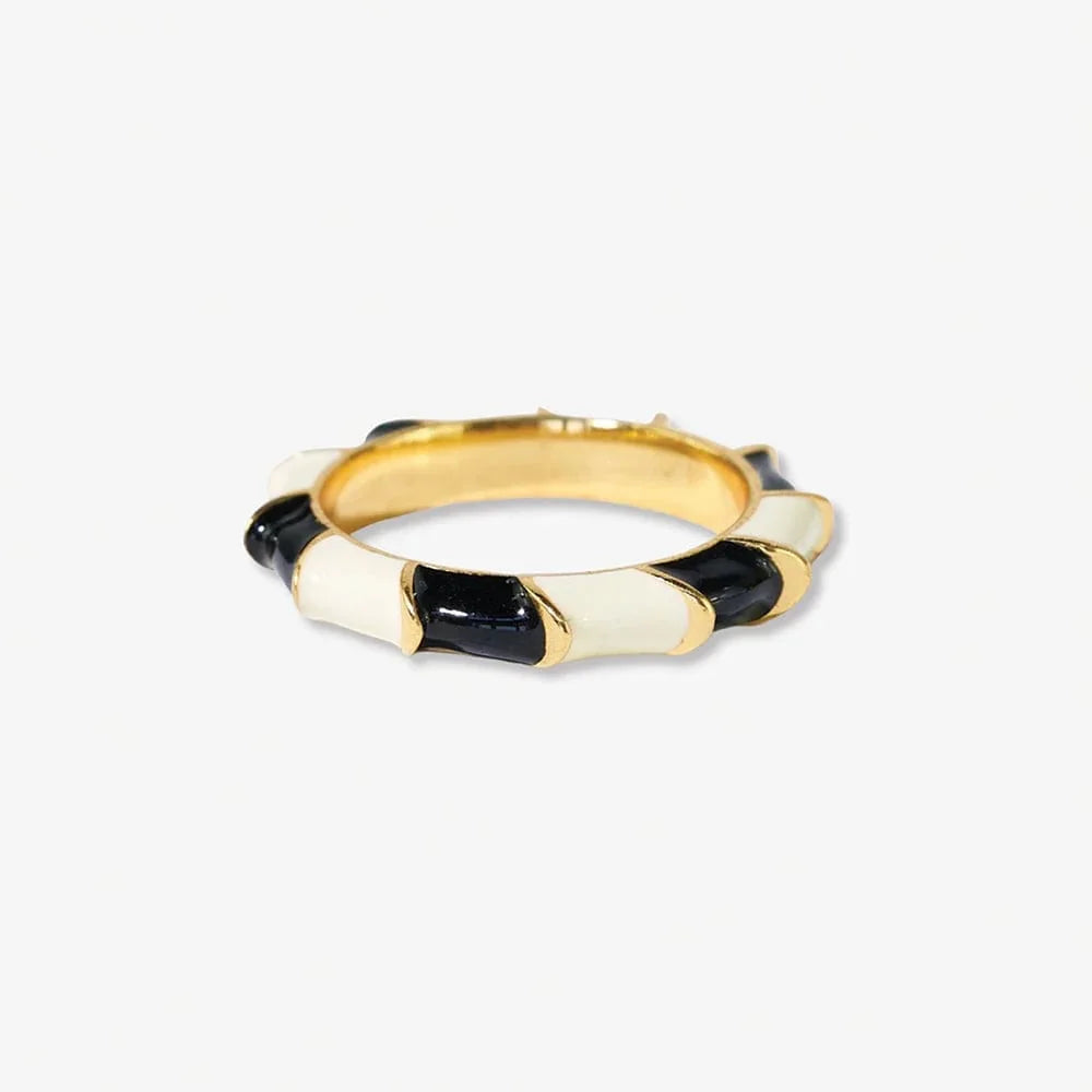Ink + Alloy Paisley Ring Black + White