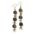 Ink + Alloy Slate Brass Triple Stone Glass Drop Earring