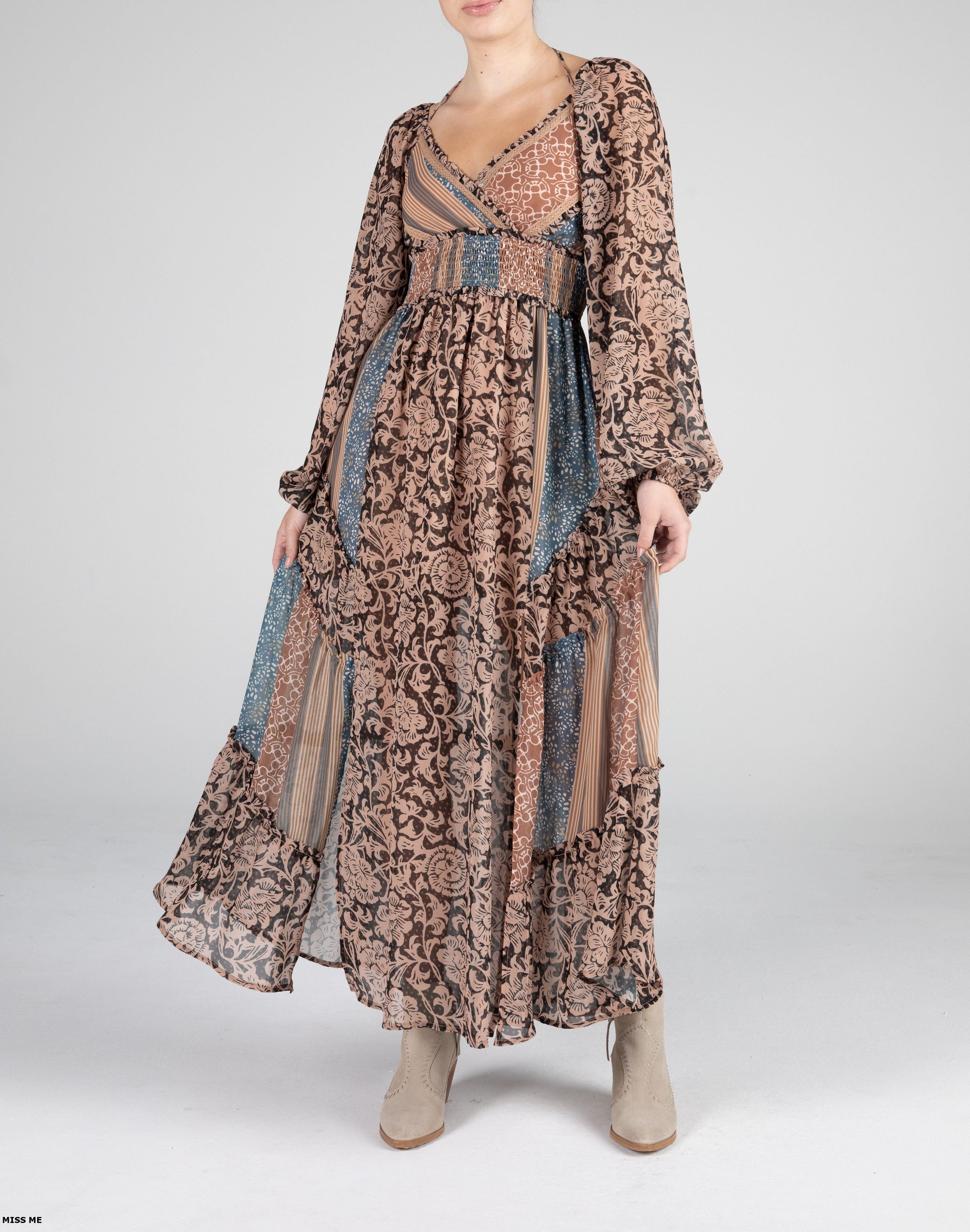 Miss Me Multi Beige Floral Maxi