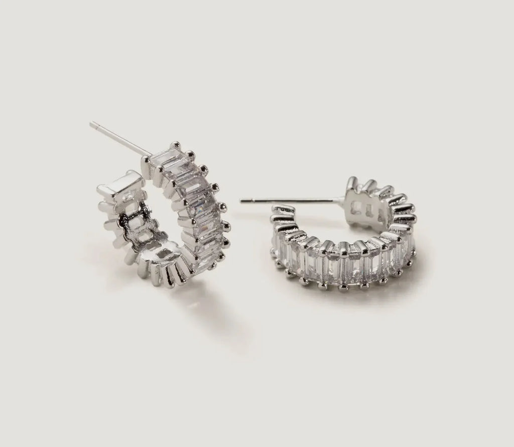 Nikki Smith Esther Silver Diamond Hoops