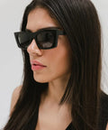 Gigi Pip Jackie Black Rectangle Sunglasses