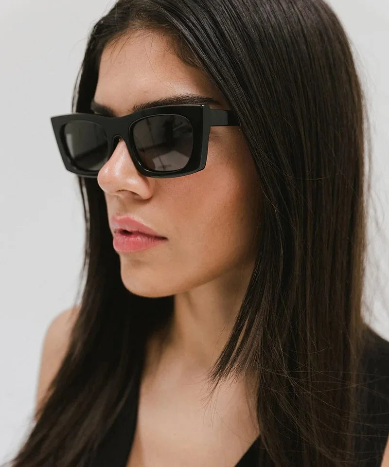 Gigi Pip Jackie Black Rectangle Sunglasses