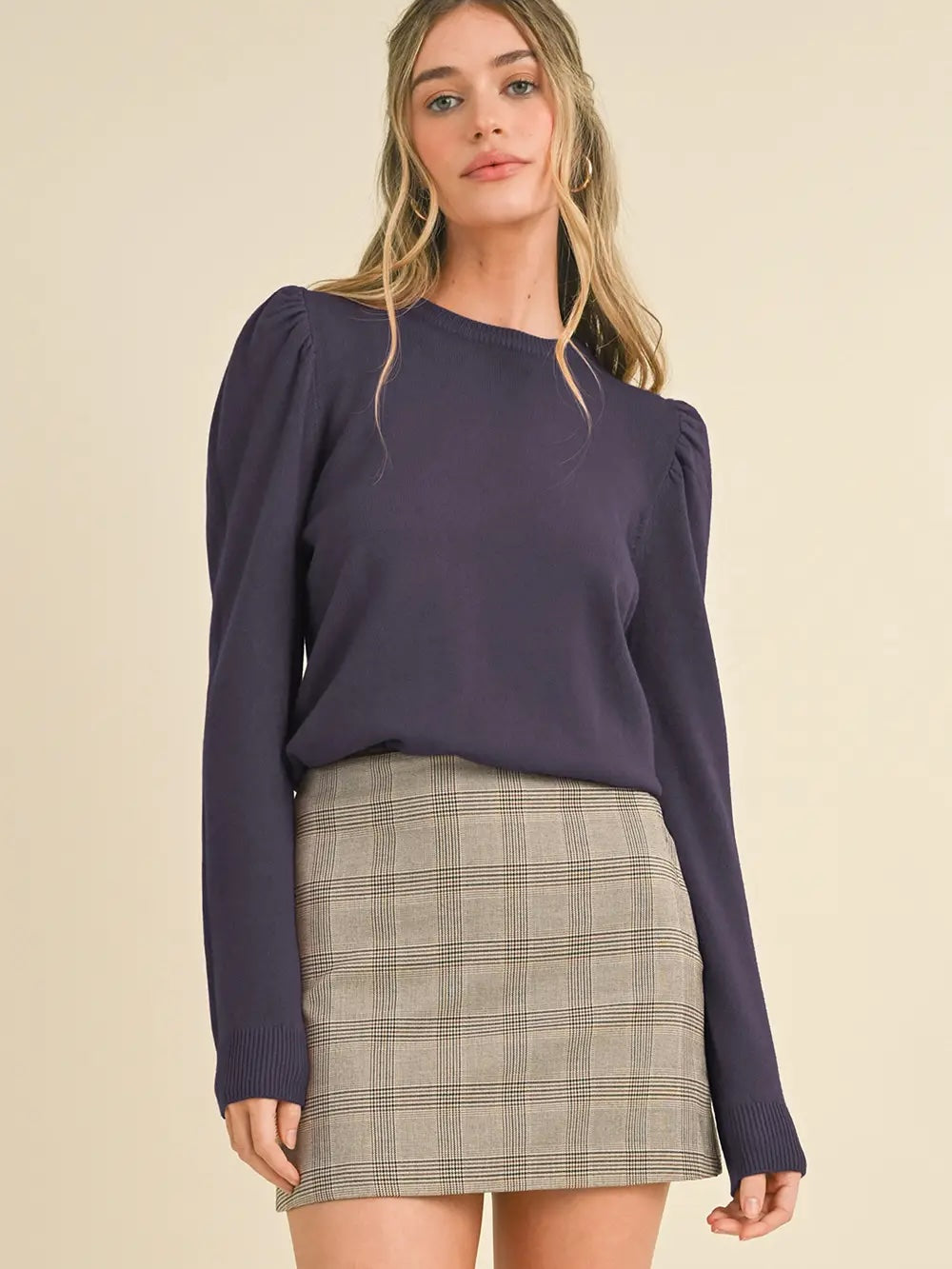 &Merci Black Puff Sleeve Sweater