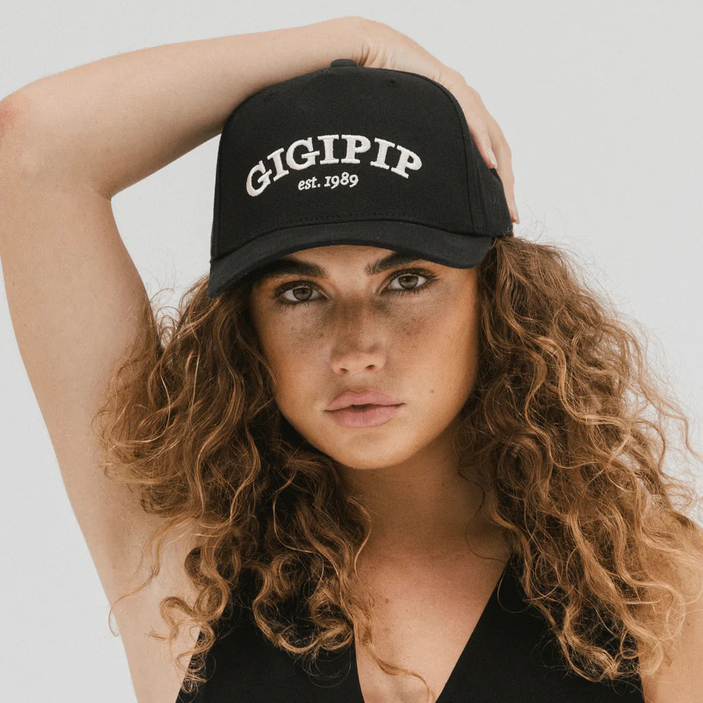 Gigi Pip Black Canvas Trucker Hat