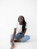 Polished White Basic Mom Crop