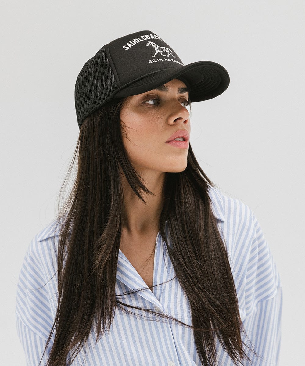 Gigi Pip Saddleback Black Trucker Hat